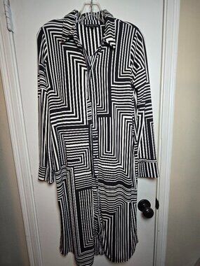 INC Petite Medium Geometric Abstract Print Midi Shirt Dress Stretch Jersey